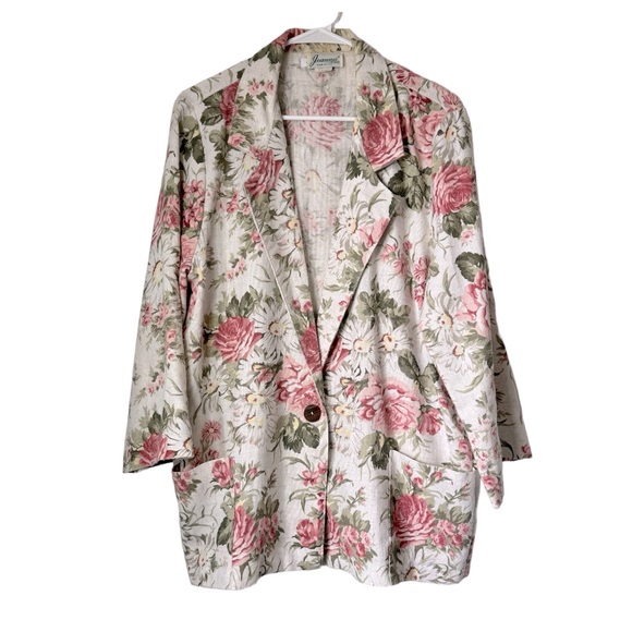 90s Anna v. Braun Blazer| Vintage Floral Blazer | Yellow and Red Opulent long sleeved blazer| Maximalist Elegant Evening wear
